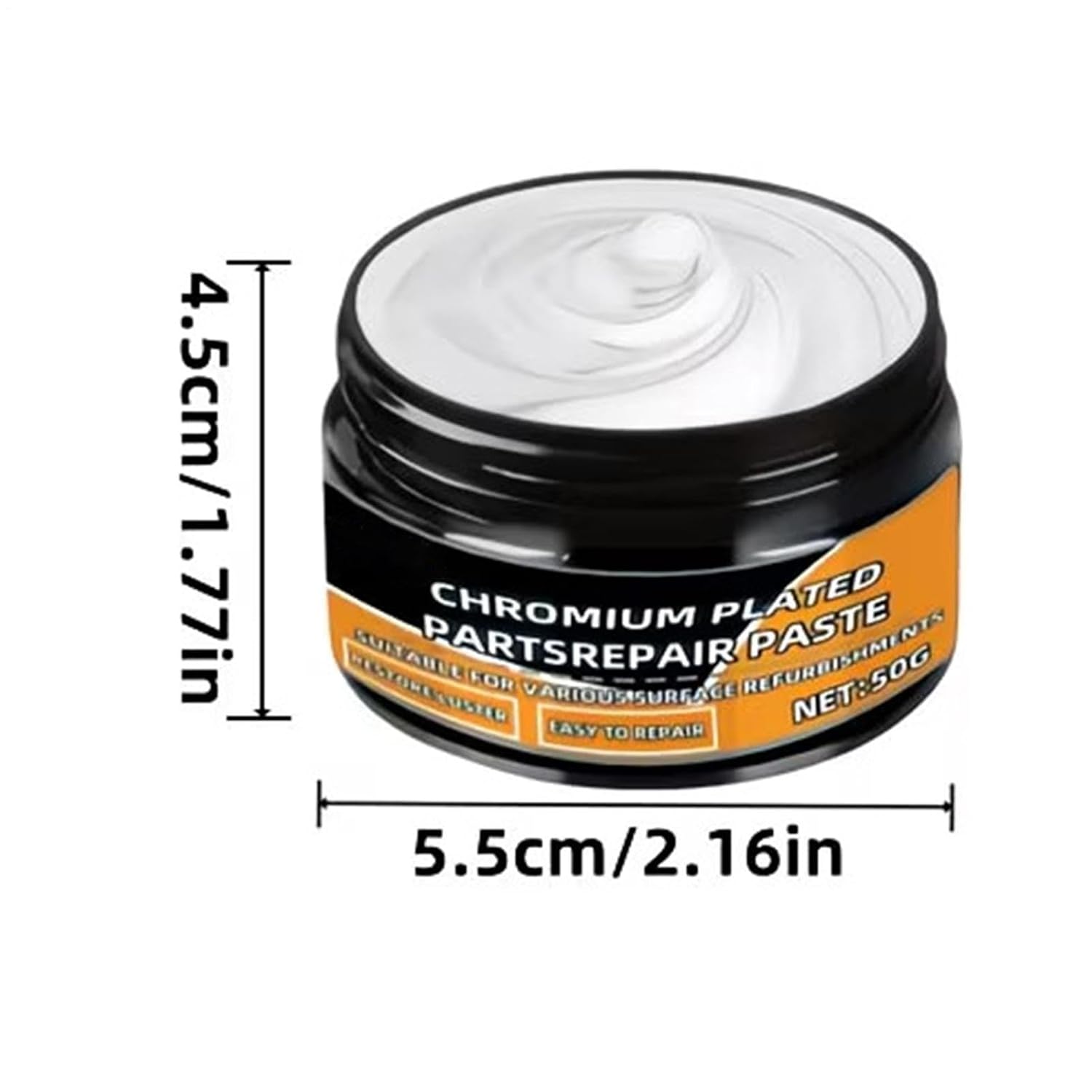 Shiny Chrome Cleaner - 50g Oxidation Removal Paste, Scratch Repair Sponge Applicator, Vehicle Tire Rim Protection, Automotive Detailing Tool, Metal Cleaner for SUV, Truck, Boat, RV