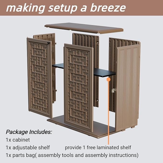 ZZM HDPE Outdoor Storage Shed, Outdoor Plastic Storage Cabinet, Horizontal - Image 6
