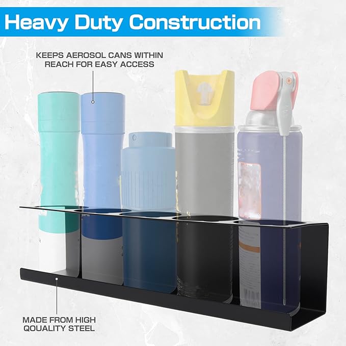 RealPlus Aerosol Spray Can Holder Rack Organizer 5 Cans Spray Bottle Holder - Image 4