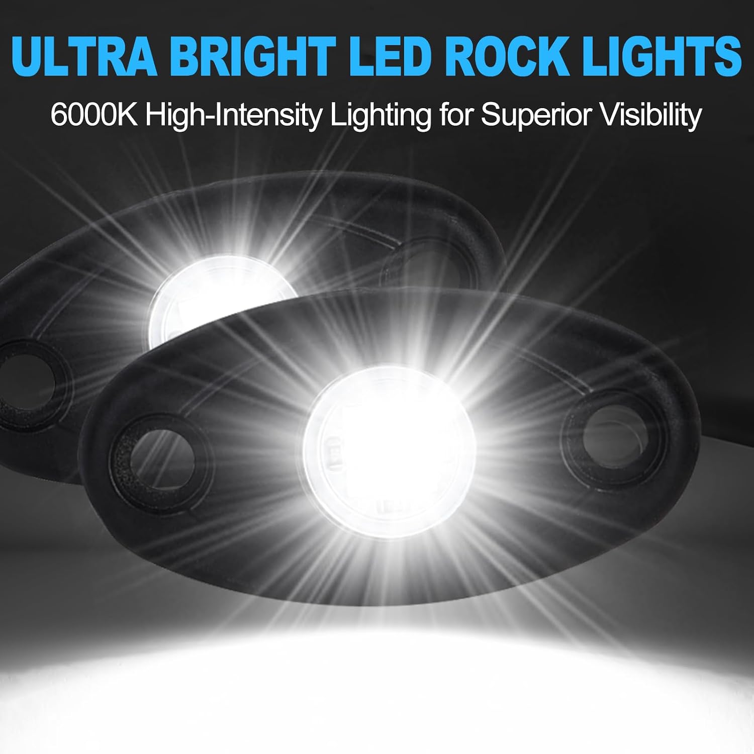 24 Pods White Led Rock Lights，Automotive General Under Body Neon Glow Led Pure Light Kit Ip68 Waterproof 3.8ft Extension Wires for Car Truck Boat Rv ATV Utv SUV RZR Motorcycle Trail Rig Lamp（White）