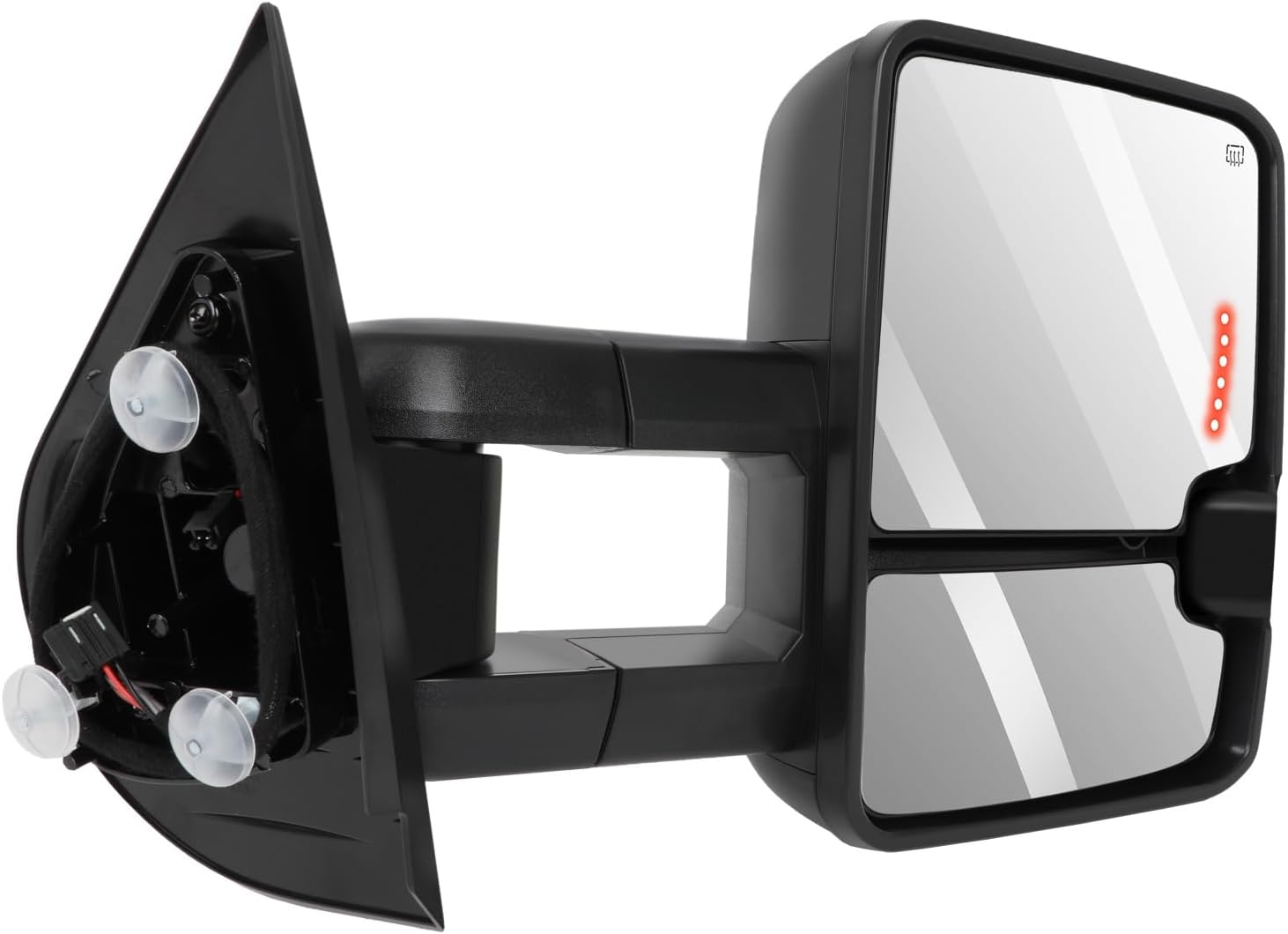 Tow Mirrors Pair suitable for 2007-2014 For Chevy Silverado For GMC Sierra 1500/2500 HD/3500 with Power Adjusted Heated LED Turn Signal Running Width Light BlackTowing Mirrors