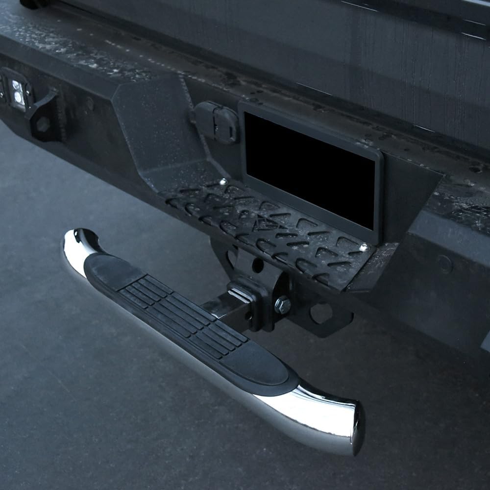 7422445151162 Universal Compatible with 2" x 2" Towing Receiver Chrome 3 Inch Tube Trailer Tow Mount Rear Hitch Step Bar Bumper Guard