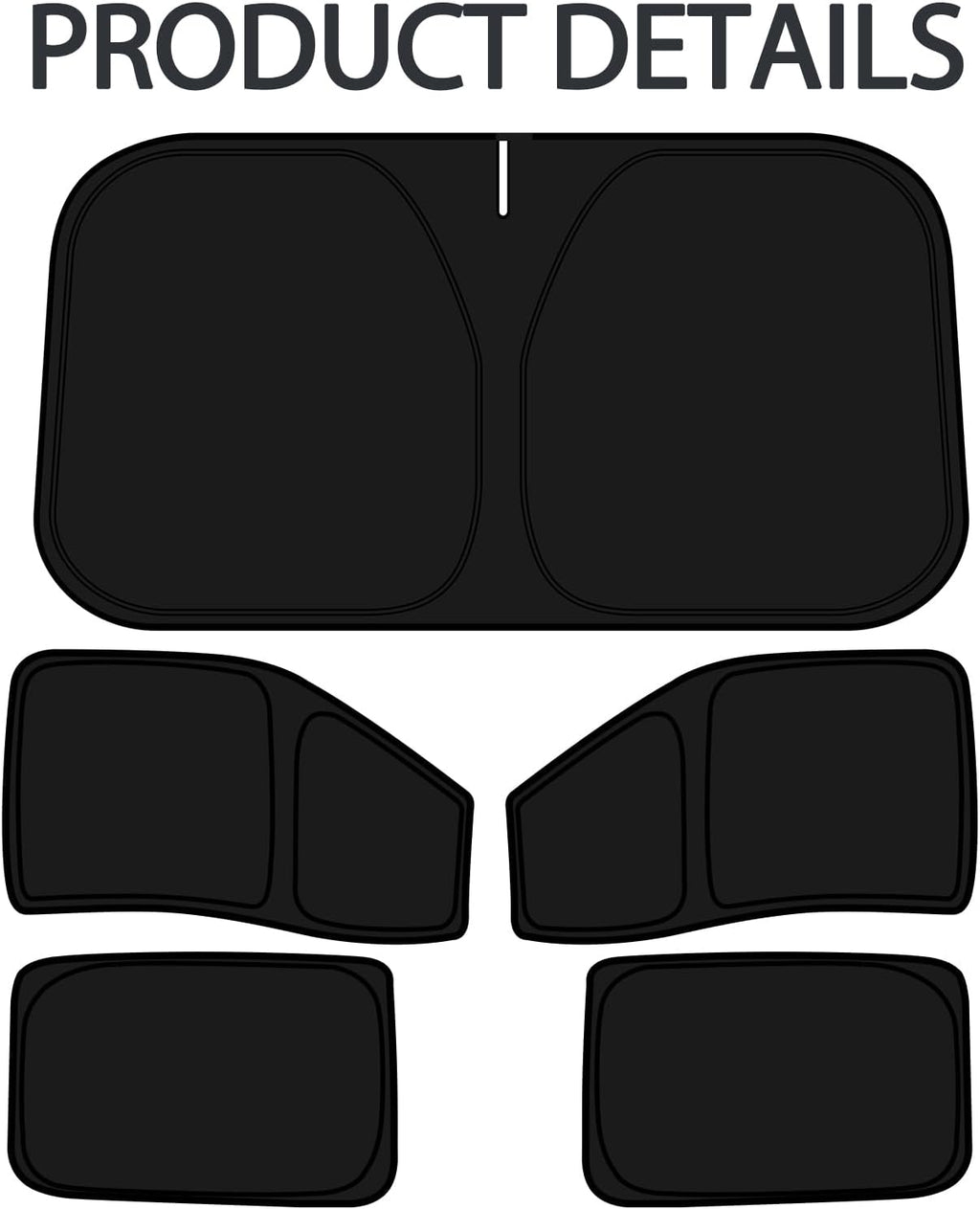 D-Lumina Windshield Sun Shade for Fo-rd F-150 2015-2020 F150 Accessories (Not for 1 Door), Front and Side Window Shades Sun Visor Protector Block UV Ray Heat, Foldable 2 Layers 210T Material Pack of 5