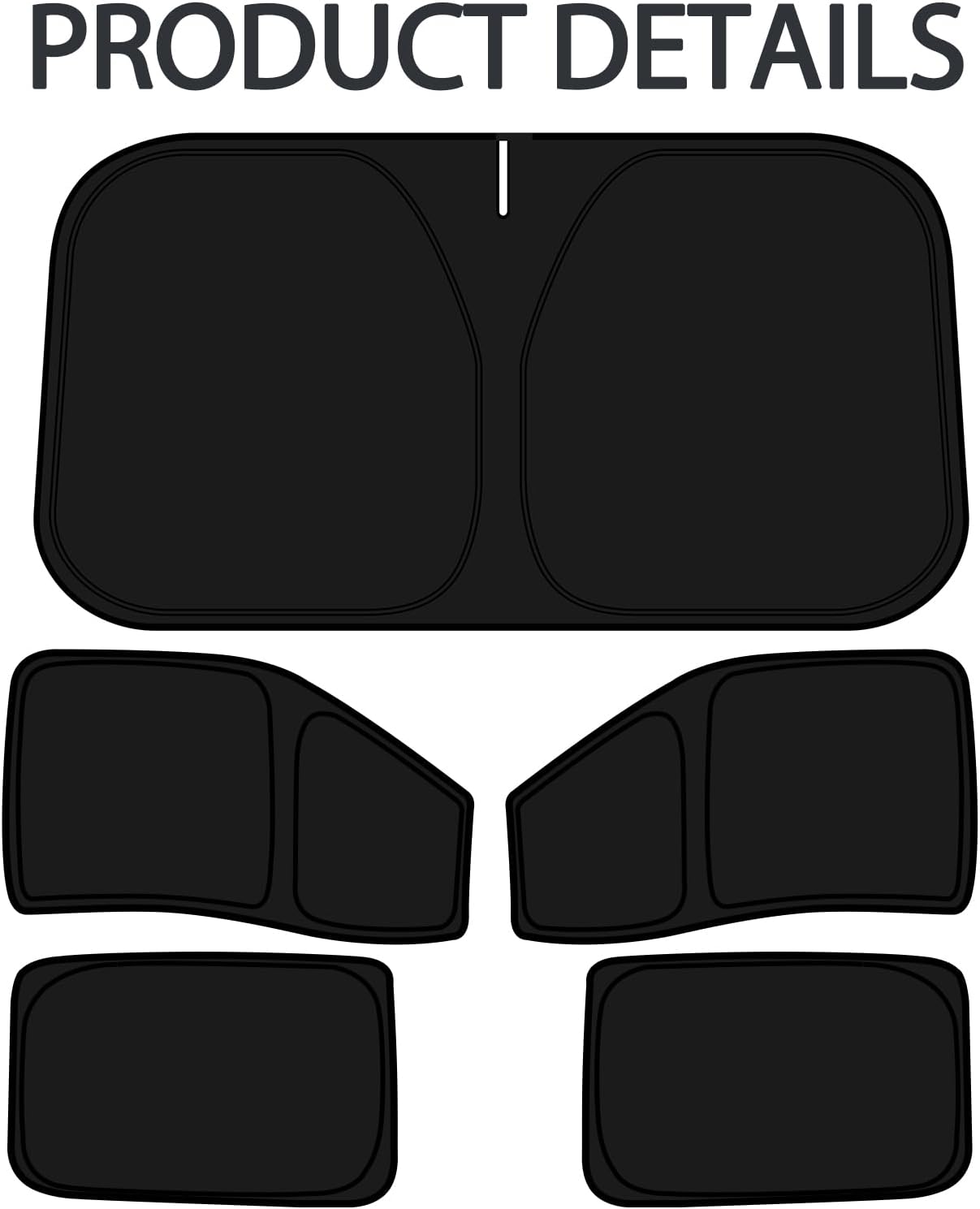 D-Lumina Windshield Sun Shade for Fo-rd F-150 2015-2020 F150 Accessories (Not for 1 Door), Front and Side Window Shades Sun Visor Protector Block UV Ray Heat, Foldable 2 Layers 210T Material Pack of 5