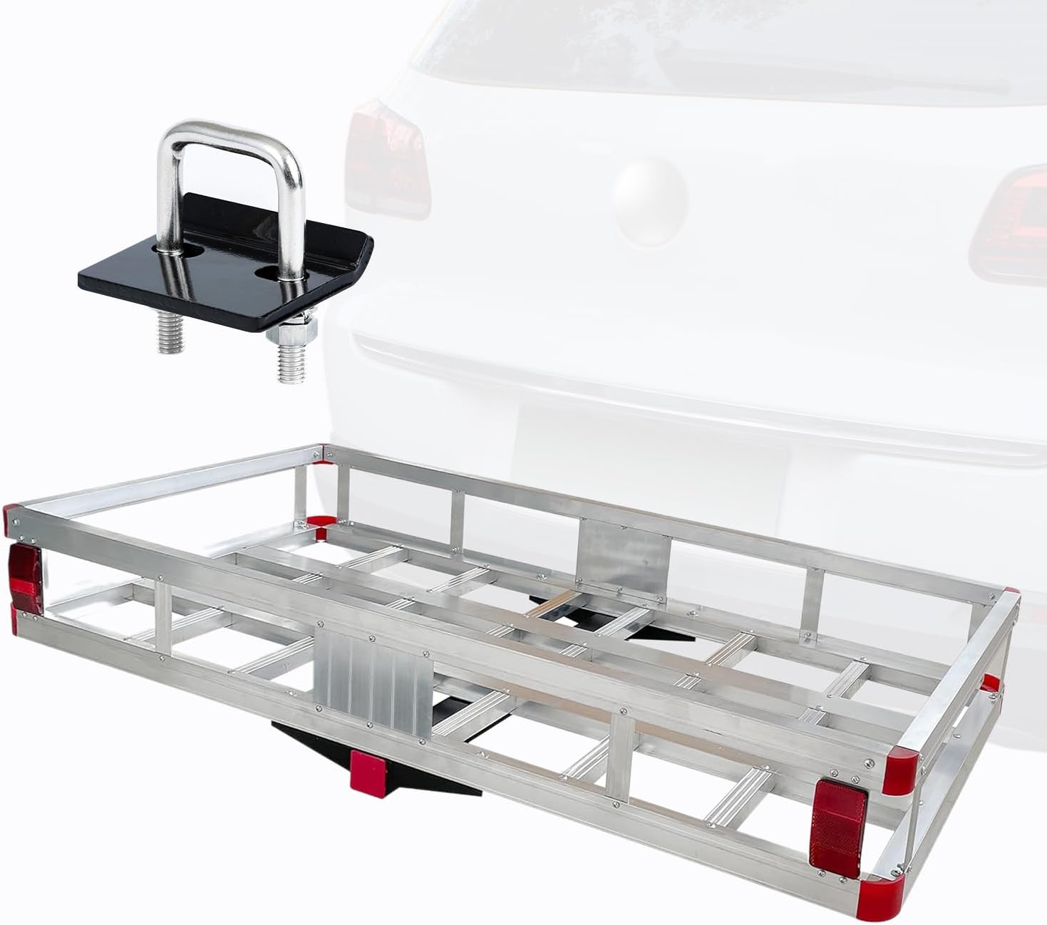 MaxxHaul Aluminum Cargo Carrier with Tightener - 500 lb Capacity 47.25" x 20.25" x 6" Inner Dimensions + Soft Shell Carrier Bag - Water Resistant 47" x 20" x 20"