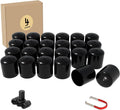 Lug Nut Covers- 24PCS 21-23mm Inner Flexible Fit Anti-Skid Treatment Wheel Lug Nut Cap with Removal Clip and 4 Tire Valve Stem Caps (Black)
