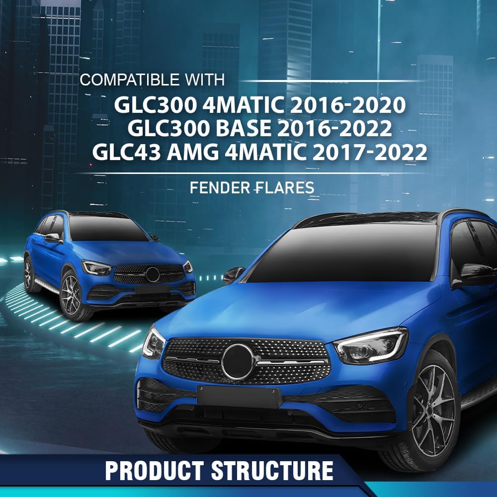PIT66 Front Driver Side Fender Flare 1Pc Compatible with Benz GLC300 Base 2016-2022 & GLC43 AMG 4Matic 2017-2022 & GLC300 4Matic 2016-2020 2538850522, MB1290101 Black