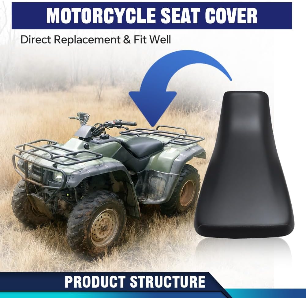 PIT66 ATV Seat Cover Fit Honda Rancher 350 2000-2006, Black PVC Leather | Weather-Resistant Replacement Seat Cover Compatible with Honda Rancher 350 2000-2006 Off Road Seatcover