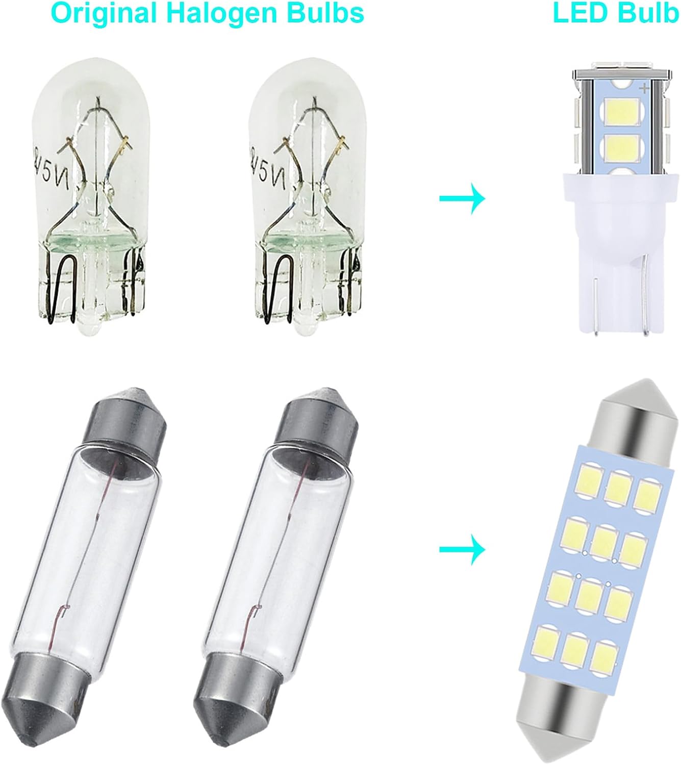 Kinstecks 24 Pieces Car LED Interior Bulb Kit Set Dome Light 194 T10 DE3175 578 31mm 42mm Bulbs Interior Replacement Lights with Acrowbar for Car Interior Door Courtesy Instrument Panel Side Lights