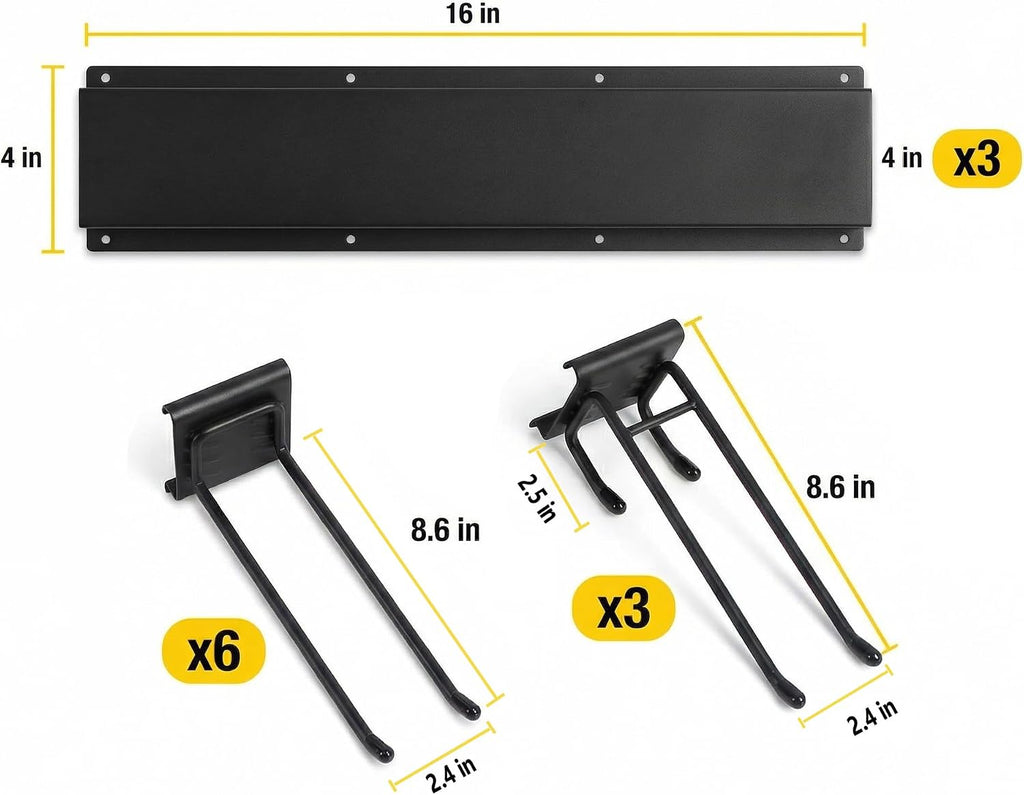 mbqq garage tool organizer wall mounted, 24 inches, side view