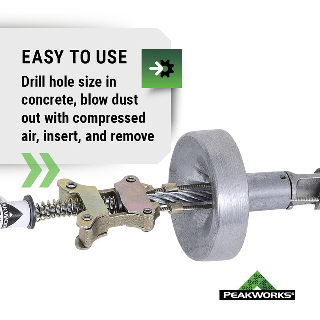 peakworks temporary reusable drop-in anchor for concrete, close-up detail