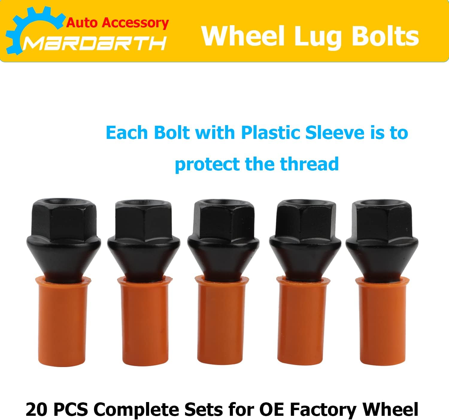 14mm x 1.25 Wheel Lug Bolts OE Factory Lug Studs 36136781151 Compatible with F30 F35 F10 F25 X3 E70 X5, Pack of 5