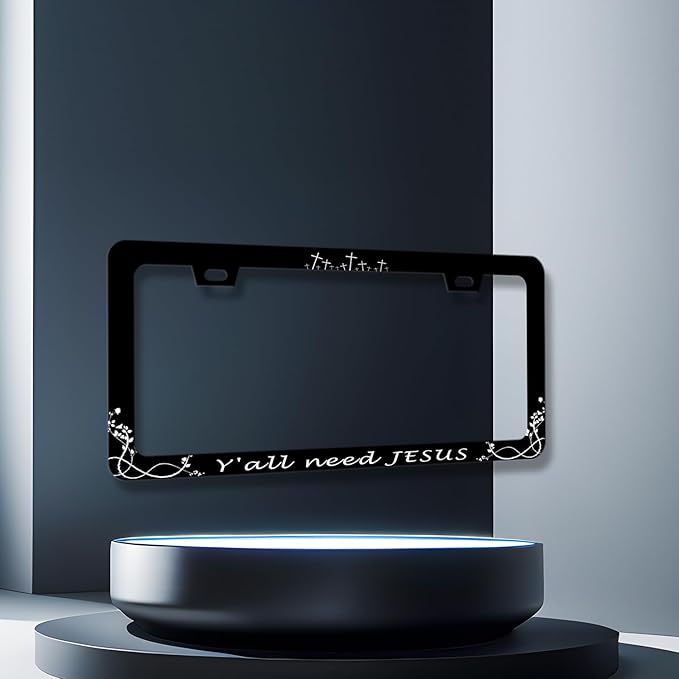 Y'all Need Jesus License Plate Frame Christian License Plate Frames Jesus Auto - Image 3