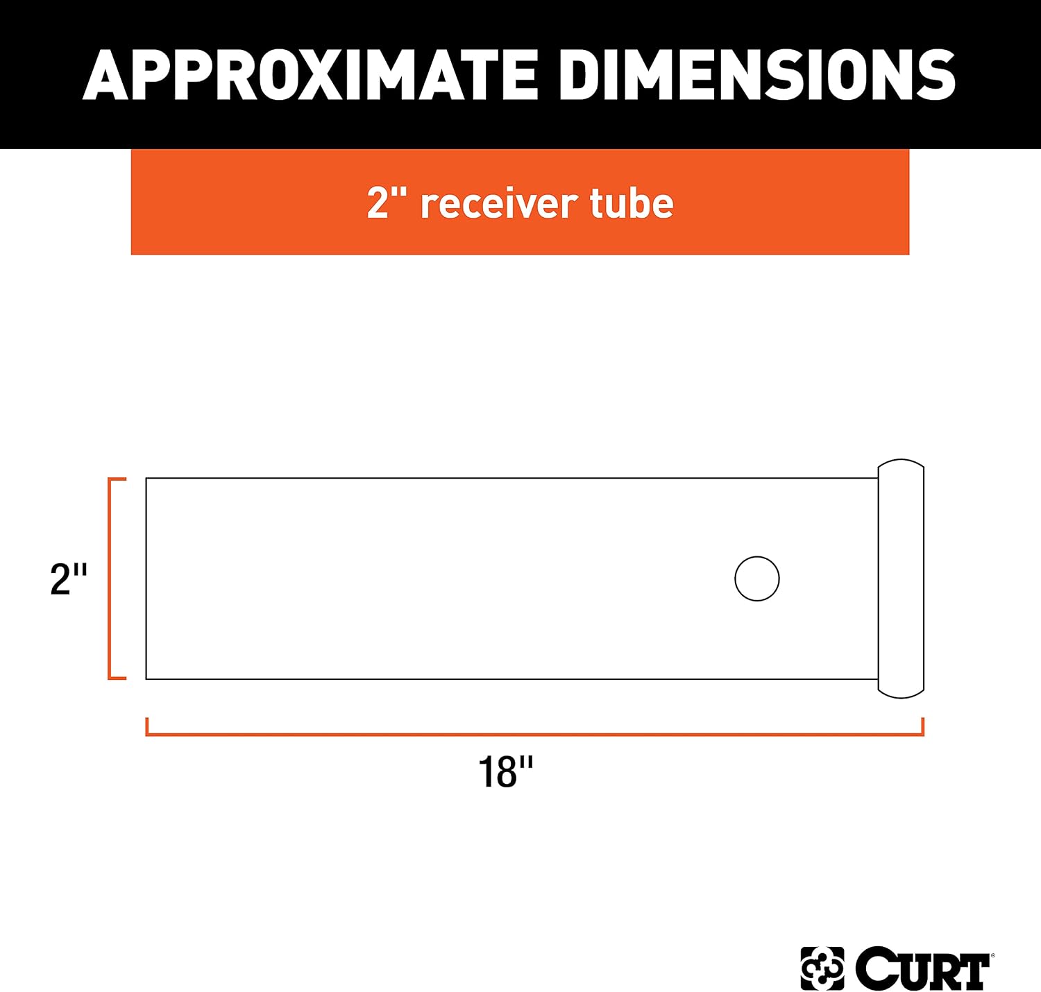 Curt Manufacturing 49180 18 in Receiver Tube 2 in X 2 in Raw Finish