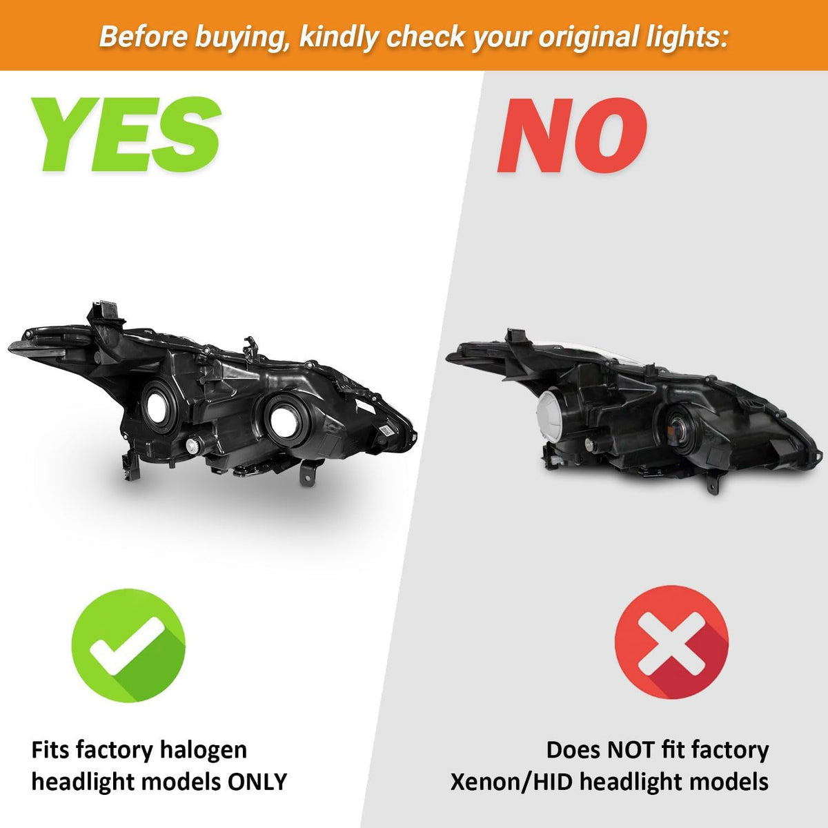weelmoto halogen headlights assembly for 2013-2015 nissan altima, side view