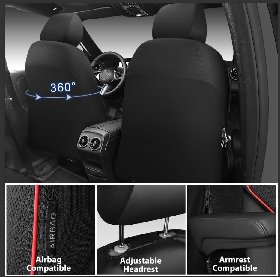 CAR PASS 3D Foam Mesh Leather Car Seat Covers Full Set,Breathable Mesh Faux L...