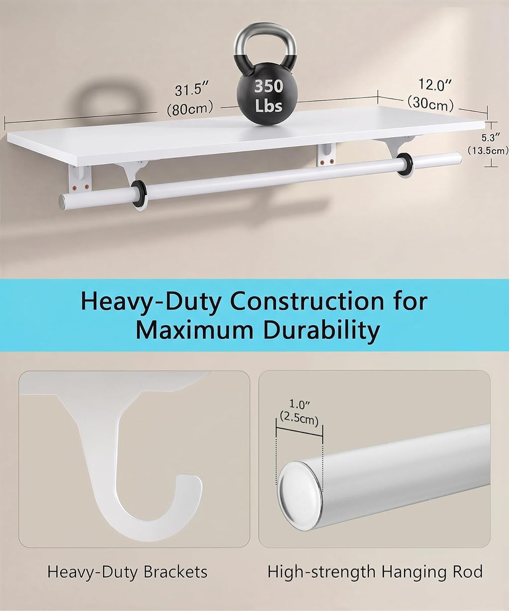 wall mounted clothes rack, with top shelf and, package contents