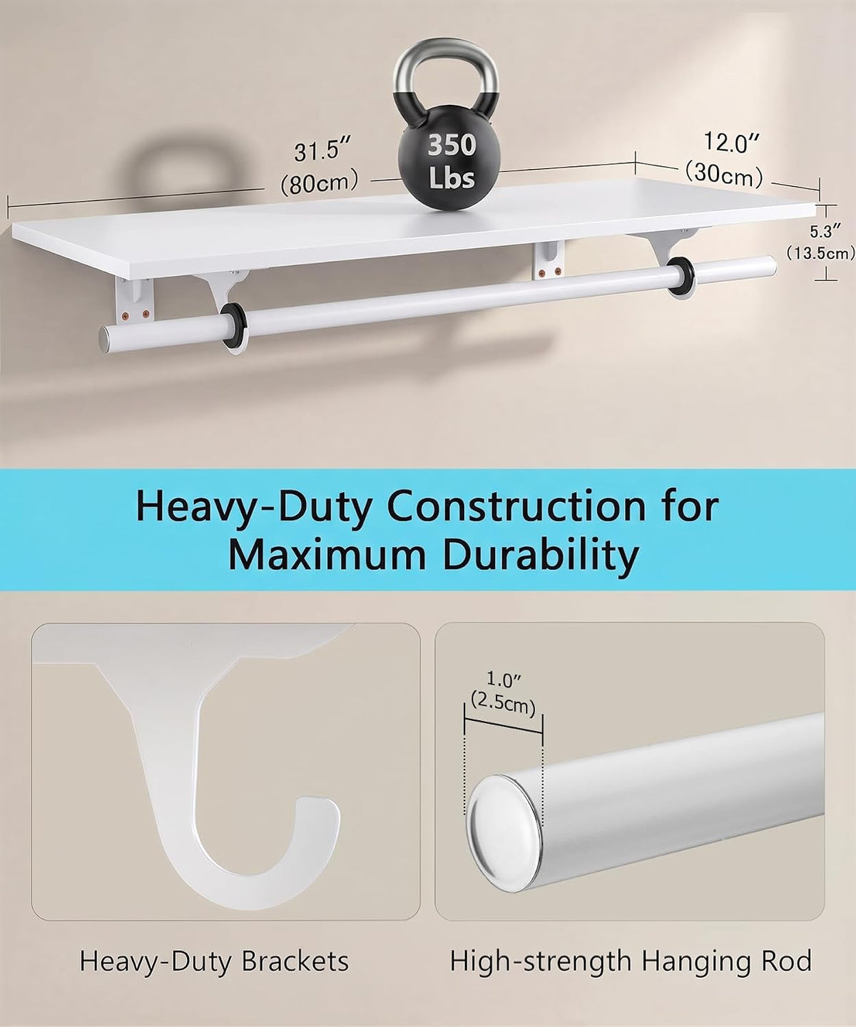 wall mounted clothes rack, with top shelf and, package contents