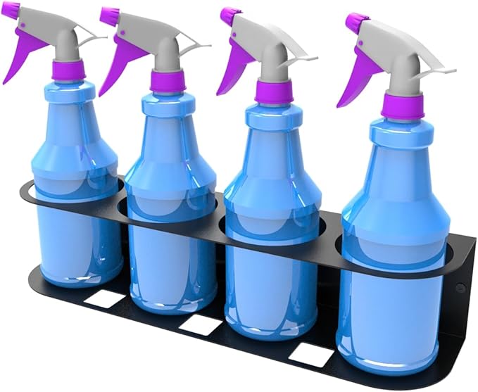 JINGCHENGMEI 4 Spray Bottles Holder, Steel Wall Mount Storage Organizer - Image 3