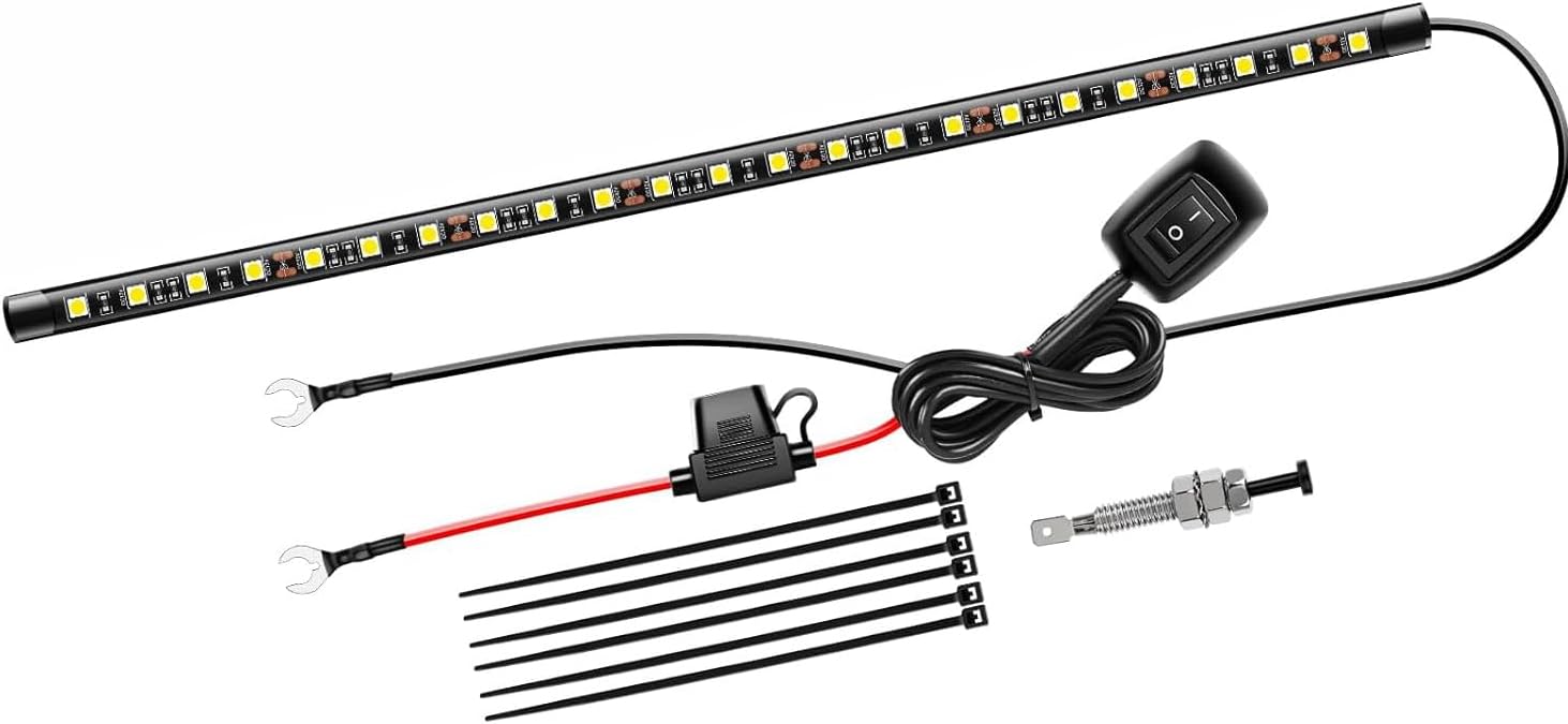 Under Hood LED Light Strip for Truck Car SUV - 15.35" Waterproof Engine Bay Work Light with Auto Pin & Manual On/Off Switch - 6000K Ultra Bright 12V Underhood Repair Lamp