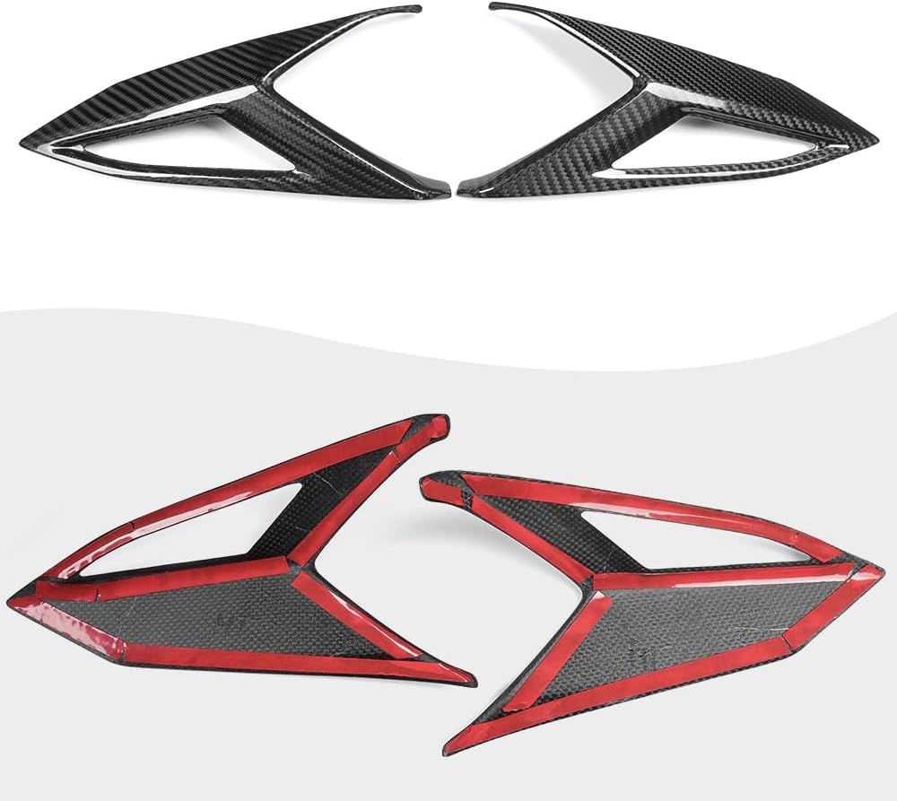 Jogon Carbon Fiber Tail Light Lamp Trim Cover for Corvette C8 Z06 Z51 ZR1 Convertible Coupe 2020 2021 2022 2023 2024 2025, Rear Light Guards Protector (Glossy CF)