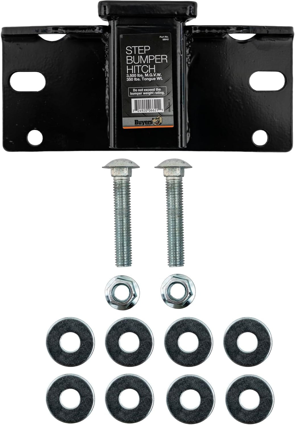 Buyers Products SBH2 Step Bumper Hitch with 2" Receiver Opening – Fits Most Full Size Trucks, Accepts 2" Ball Mounts, 3,500 lb Rated, Corrosion-Resistant Black Powder-Coated Receiver Hitch