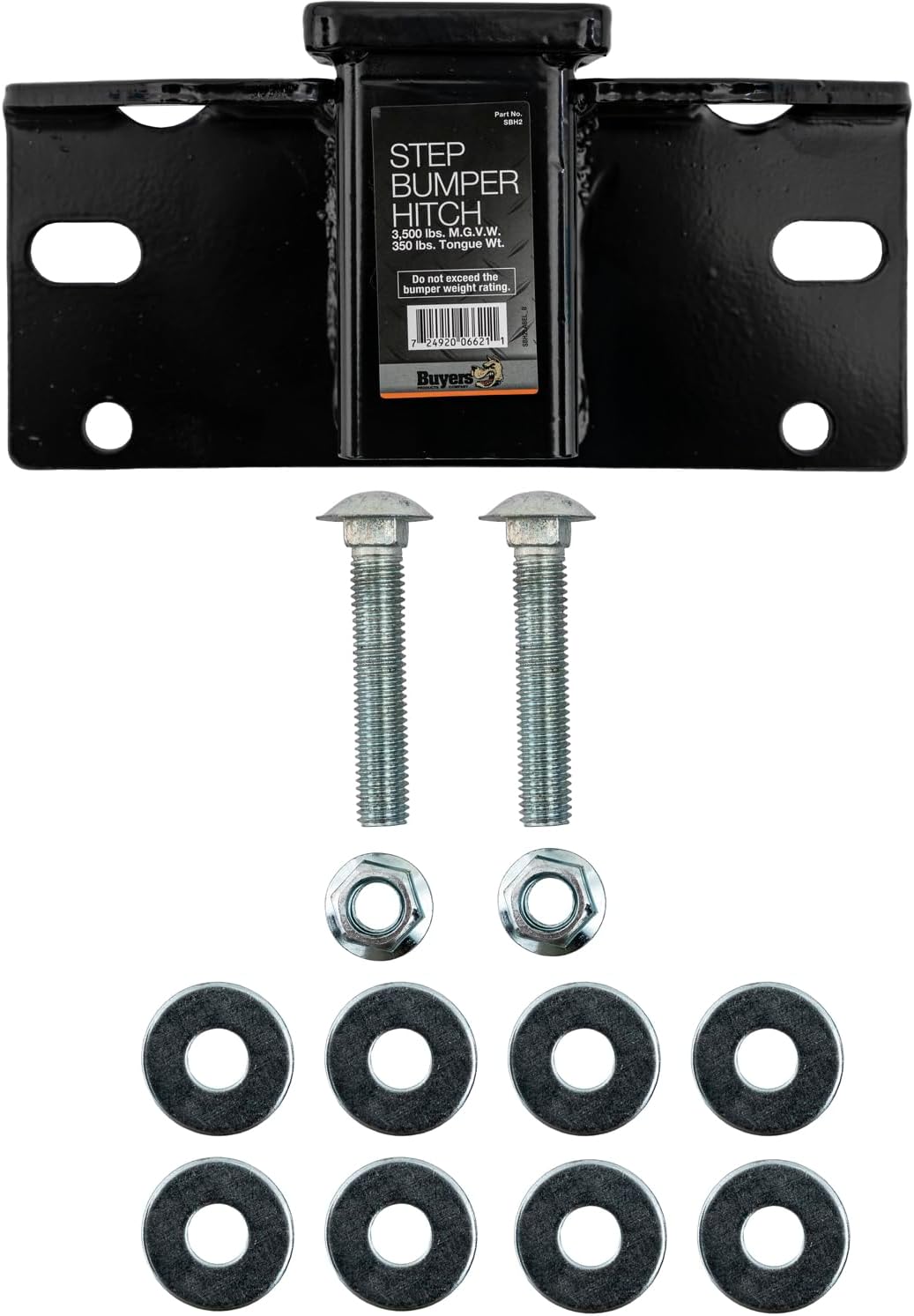 Buyers Products SBH2 Step Bumper Hitch with 2" Receiver Opening – Fits Most Full Size Trucks, Accepts 2" Ball Mounts, 3,500 lb Rated, Corrosion-Resistant Black Powder-Coated Receiver Hitch