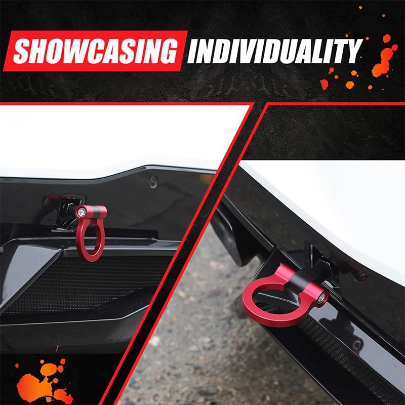 2PCS Front Rear Bumper Tow Hook for Corvette C8 2020-2025 2026 Accessories Heavy Duty Track Racing Style Alloy Steel Front Bumper Mid Engine Trailer Hitch Towing Hooks Pull Ring