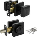exterior door knob with deadbolt set, matte black, main product view