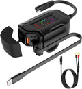 Motorcycle USB Charger, Retractable Type-C & Dual USB Fast Charging, Independent Switch, 3-in-1 SAE to USB Adapter with 1.5m Extension, LED Voltmeter, Waterproof for Dirt Bike, ATV, UTV
