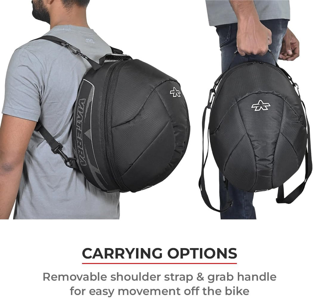 ViaTerra Motorcycle Riding Helmet Bag I Avoid Scratches & Dirt on Helmet Visor I for Safe Carry & Storage of Motorcycle Accessories I Soft Fleece Lined with Foam Padding