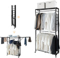 lumizone folding clothing rack with wheels expandable black, main product view