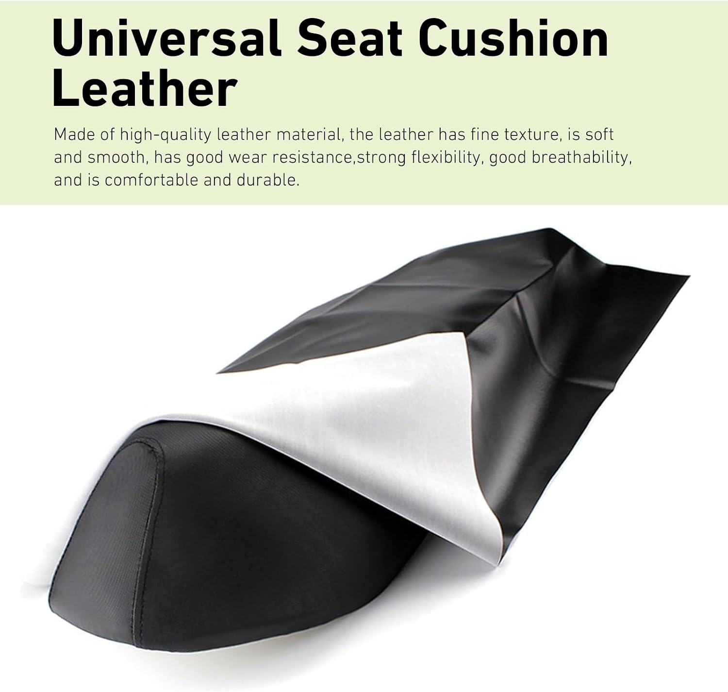 Motorcycle Seat Cover, 39.37" x 27.56" Leather Elastic Scooter Seat Cover Replaced, Universal DIY Seat Protector for Motorcycle, Scooter or Electric Vehicle (Black)