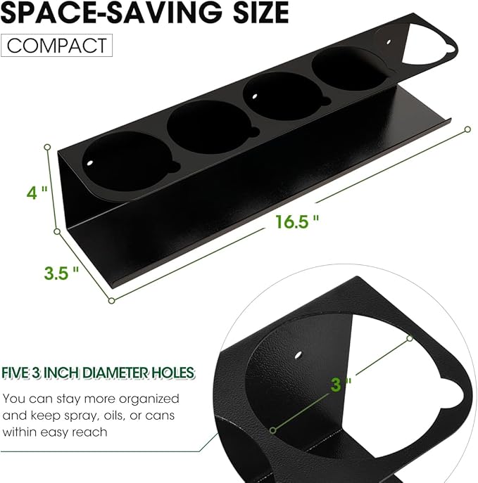 Touri 4 Pack Spray Can Holder for Garage and Workspace, Wall-Mounted Steel - Image 2