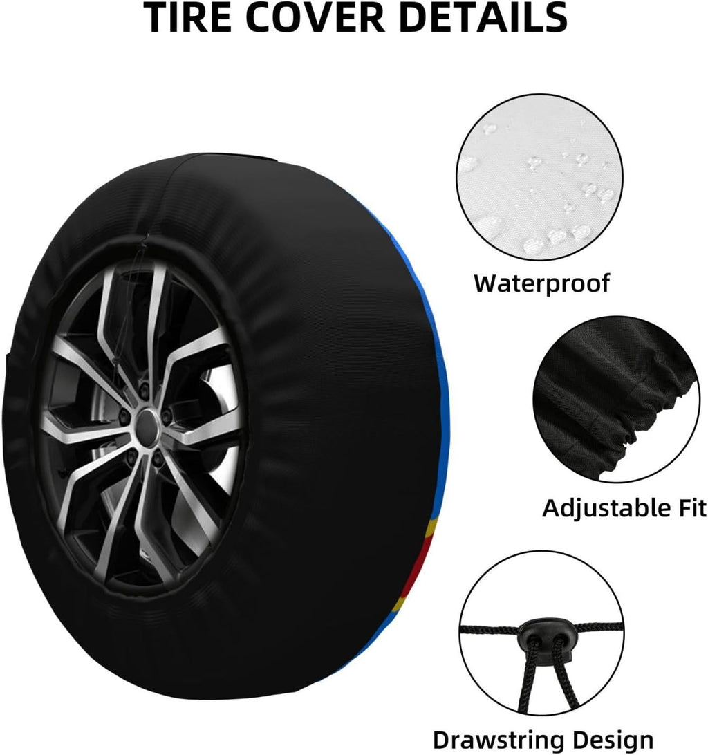 Flag of the Congo Print Universal Spare Tire Cover for RV, Jeep | Wheel Protector Fits Rv, Trailer, Jeep, Shield Tires From Sun, Dirt And Rain For Outdoor Storage