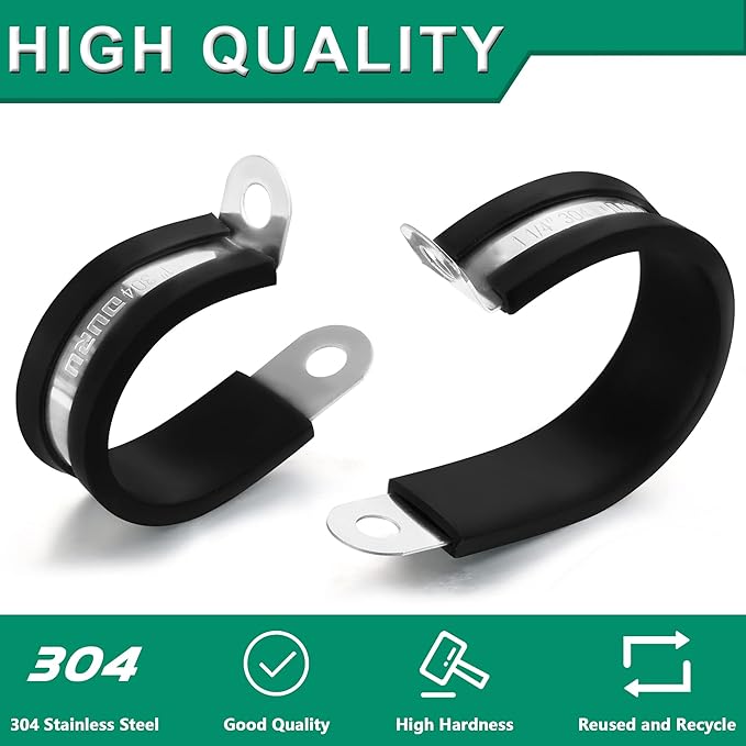 30pcs 1/8 Inch Stainless Steel Cable Clamps, Rubber Coated Cushioned Insulated - Image 2