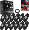 SUNPIE 12 Pods Red Rock Lights Kits for Off Road Truck Car ATV SUV Motorcycle Under Body Glow Light Lamp Trail Fender Lighting, Extension Wires Provided(Red)