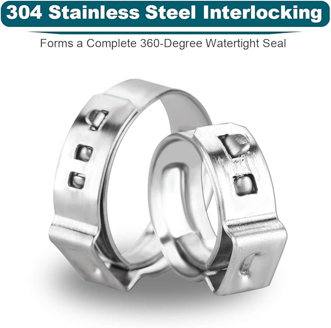 LOKMAN 50 Pack 5/8 Inch PEX Cinch Clamps, Stainless Steel Cinch Crimp Rings - Image 2
