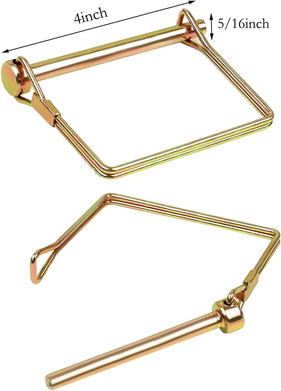 Sunnyway 10 Pack 5/16 Inch Trailer Coupler Wire Lock Pins, Gold, 4 Inch Long, Heavy Duty, Zinc-plated Carbon Steel, Trailer Hitch Pins