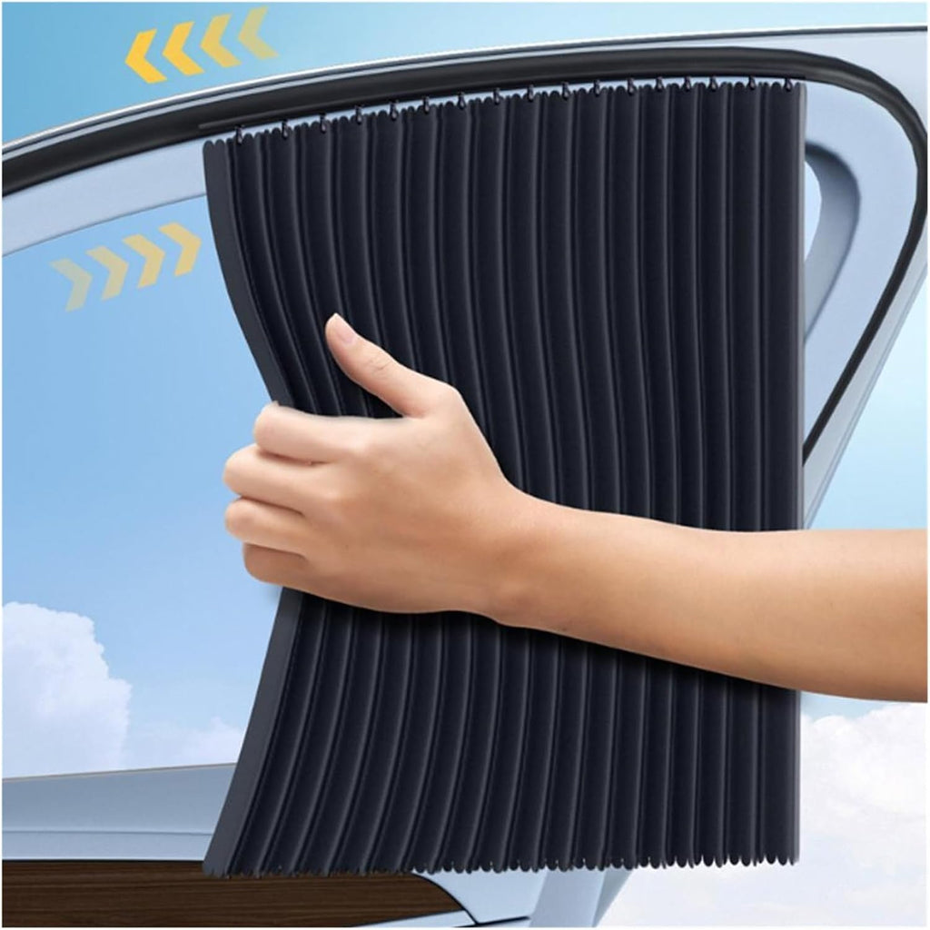 Embedded Sliding Rail Car Side Window Curtain Retractable Privacy Sunshade | Slide Rail Structure Supports Free Stretch Two Color Options Elevate Interior Private Space Experien(2pcs black)