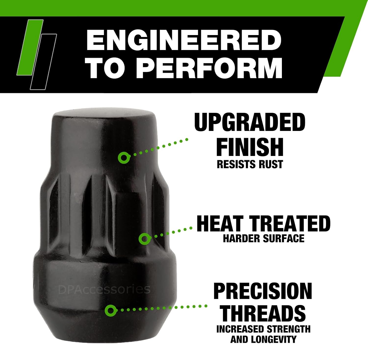 DPAccessories Locking Lut Nuts Compatible with 2005-2021 Nissan Frontier | for Factory Aluminum Wheels Only | Set of 4 Black Wheel Locks & 1 Key | DNIFRO02F-BK/LK1