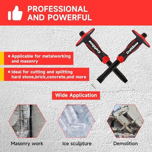 masonry chisel set - 2-piece heavy duty pointed shown in use