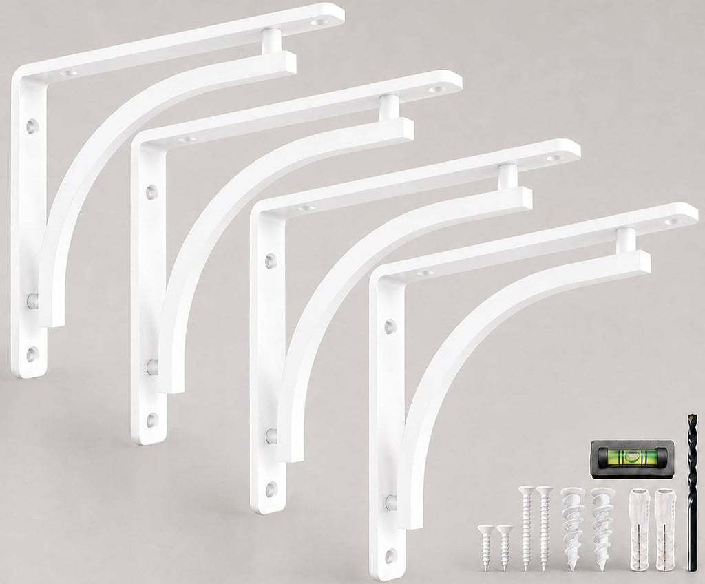 classic white heavy duty shelf brackets 8 inch, main product view