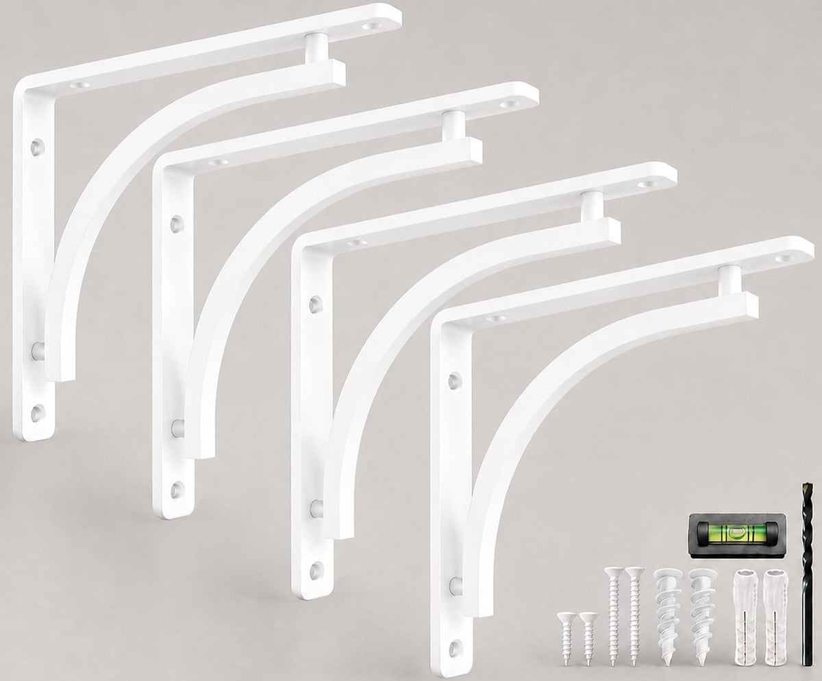 classic white heavy duty shelf brackets 8 inch, main product view
