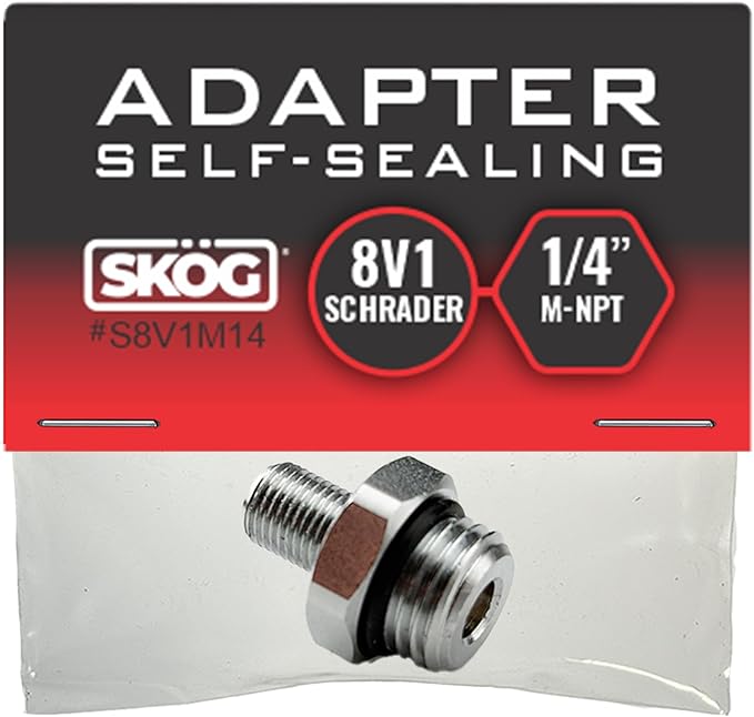 Self-Sealing Tire Inflator Adapter – 1/4” NPT Male to Schrader Valve, Leak-Free by SK%C3%96GTOOLS