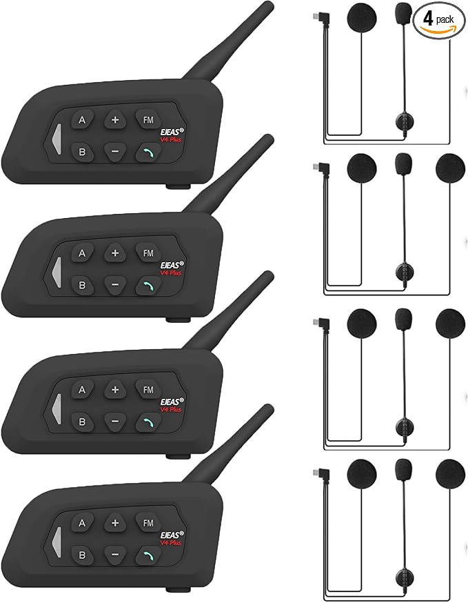 MIMIRACLE V4 Plus Motorcycle Helmet Bluetooth Intercom Headset by MIMIRACLE