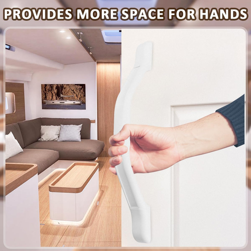 2Pcs RV Pull Handles White Plastic with Screws for Trailer Door Grab | 11 inch Door Handles, Door Inside Outside Use, Trailer, Motorhome, Trucks, Boat, All Weather