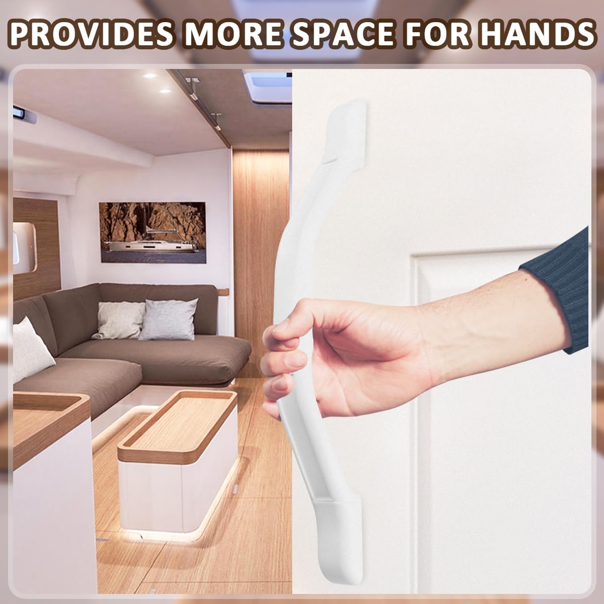 2Pcs RV Pull Handles White Plastic with Screws for Trailer Door Grab | 11 inch Door Handles, Door Inside Outside Use, Trailer, Motorhome, Trucks, Boat, All Weather