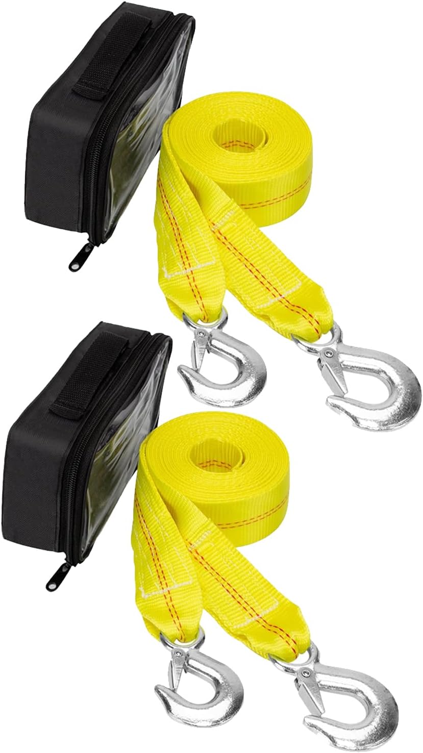 2 Pcs Tow Strap with Hooks 2 Inch x 20 Foot, 20,000 lbs Capacity Tow Rope - Heavy Duty Emergency Towing Straps for Vehicles, Cars, Trucks, ATV, for Roadside Recovery, not for Off-Road Recovery