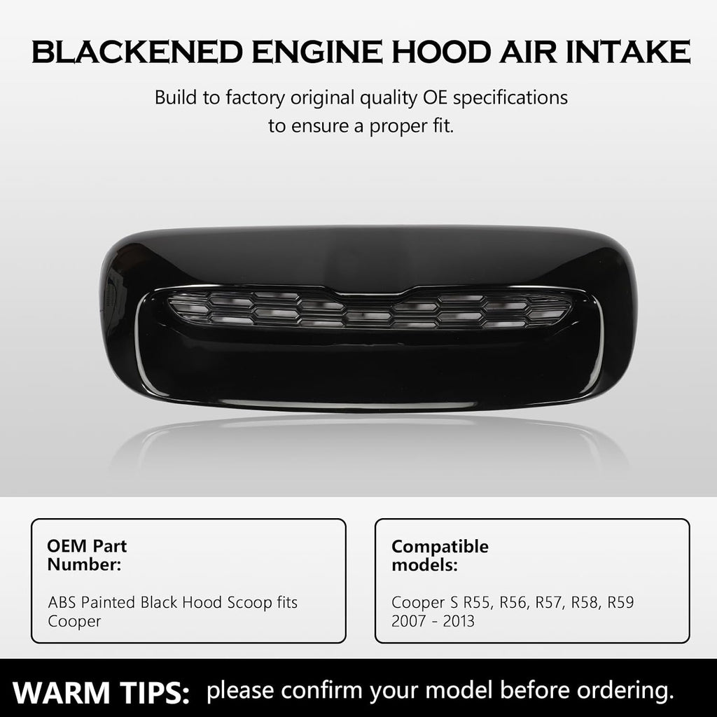 51132756095 Hood Scoop Fit for 2007-2013 Mini Cooper S R55 R56 R57 R58 R59 Hood Bonnet Vent Scoop Cover